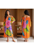 Hand Painted Rayon Off Shoulder Dress
